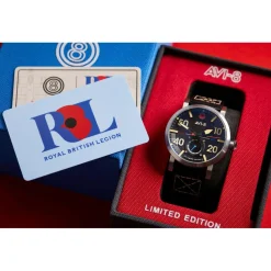 Avi-8 Montre Cuir<Montre Homme Dambuster 80Th Anniversary Royal British Legion Meca-Quatz Limited Edition - AV-4108-RBL-01 Bracelet Cuir Noir