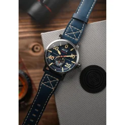 Avi-8 Montre Cuir<Montre Homme Dambuster Chadwick Meca-Quartz - AV-4113-01 Bracelet Cuir Bleu