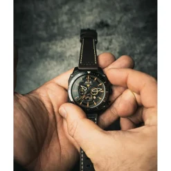 Avi-8 Montre Cuir<Montre Homme Hawker Hunter Atlas Dual Time Chronograph - AV-4100-08 Bracelet Cuir Marron