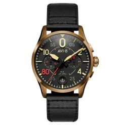 Avi-8 Montre Cuir<Montre Homme Spitfire Lock Chronograph D-Day 80 Limited Edition - AV-4089-0A Bracelet Cuir Noir