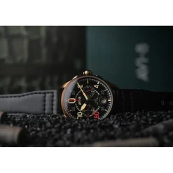 Avi-8 Montre Cuir<Montre Homme Spitfire Lock Chronograph D-Day 80 Limited Edition - AV-4089-0A Bracelet Cuir Noir