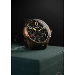 Avi-8 Montre Cuir<Montre Homme Spitfire Lock Chronograph D-Day 80 Limited Edition - AV-4089-0A Bracelet Cuir Noir