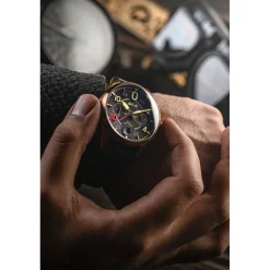 Avi-8 Montre Cuir<Montre Homme Spitfire Lock Chronograph D-Day 80 Limited Edition - AV-4089-0A Bracelet Cuir Noir