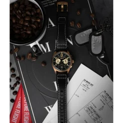 Avi-8 Montre Cuir<Montre Homme Spitfire Lock Chronograph - AV-4089-07 Bracelet Cuir Noir