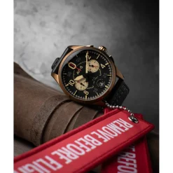 Avi-8 Montre Cuir<Montre Homme Spitfire Lock Chronograph - AV-4089-07 Bracelet Cuir Noir