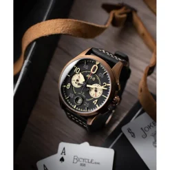 Avi-8 Montre Cuir<Montre Homme Spitfire Lock Chronograph - AV-4089-07 Bracelet Cuir Noir