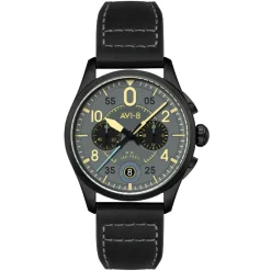 Avi-8 Montre Cuir<Montre Homme Spitfire Lock Chronograph - AV-4089-08 Bracelet Cuir Noir