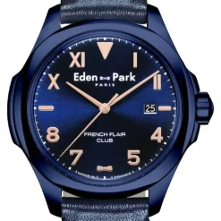 Eden Park montres Montre Cuir<Montre Homme Eden Park Club - EP12201BL15TR Bracelet Cuir Bleu
