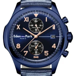 Eden Park montres Montre Cuir<Montre Homme Eden Park Club - EP23201BL15TR Bracelet Cuir Bleu