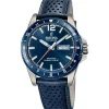 Festina Montre Cuir<Montre Homme Calendario Titanium - F20699-2 Bracelet Cuir Bleu Marine