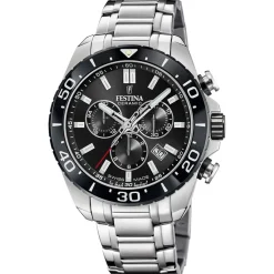 Festina Swiss Made Montre Acier<Montre Homme Chrono - F20042-4 Bracelet Acier Argent