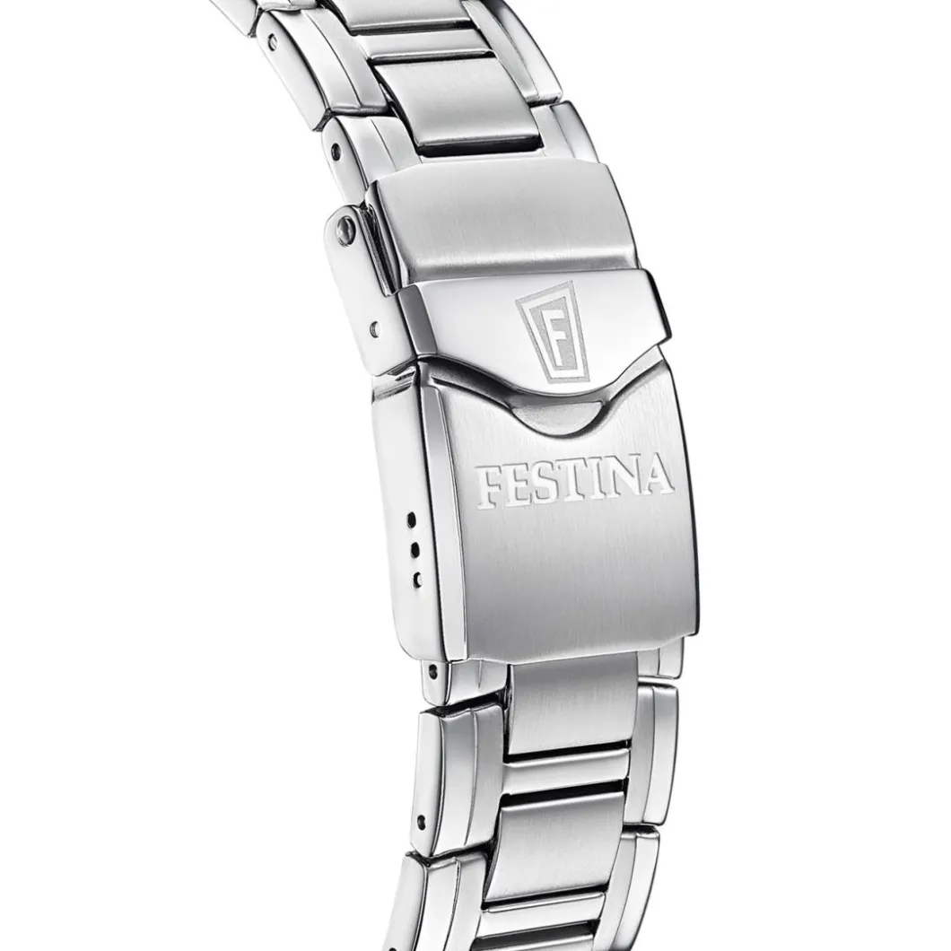 Festina Swiss Made Montre Acier<Montre Homme Chrono - F20042-4 Bracelet Acier Argent