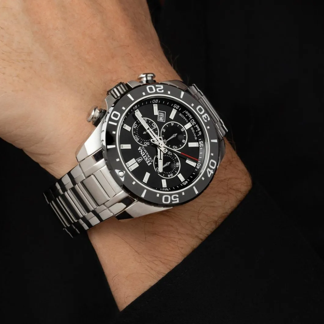 Festina Swiss Made Montre Acier<Montre Homme Chrono - F20042-4 Bracelet Acier Argent