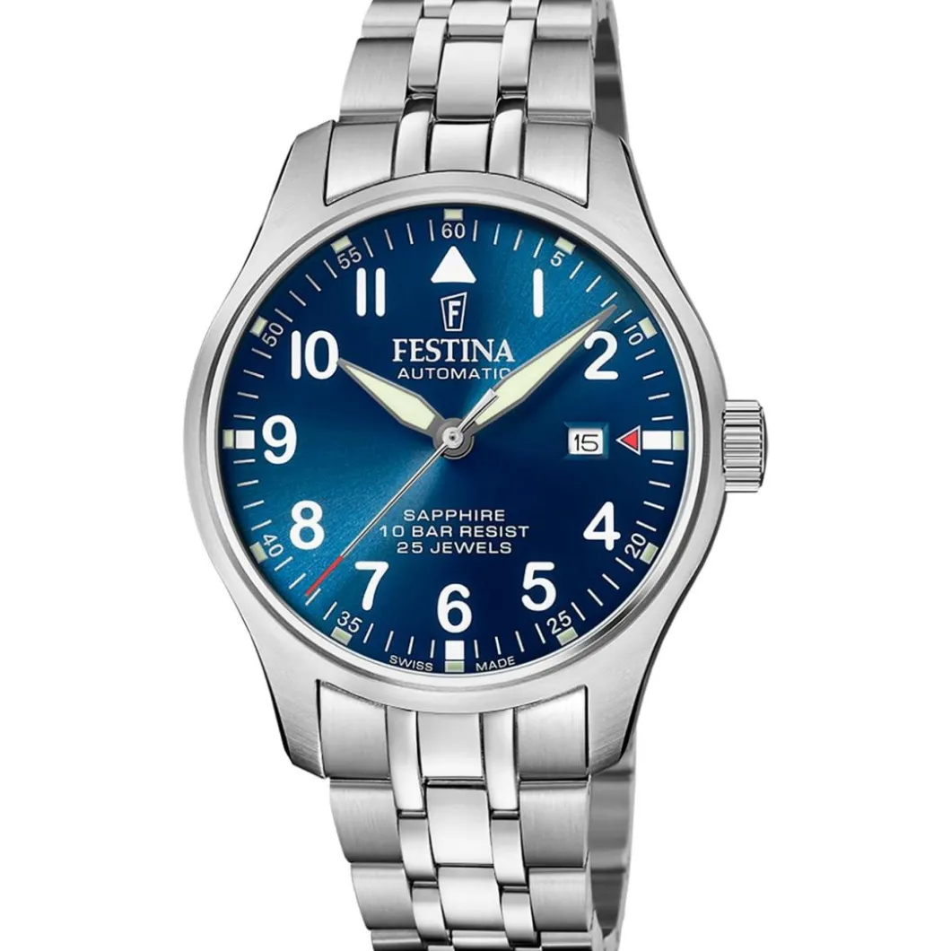 Festina Swiss Made Montre Acier|Montre Automatique<Montre Homme Automatico - F20151-C Bracelet Acier Argent