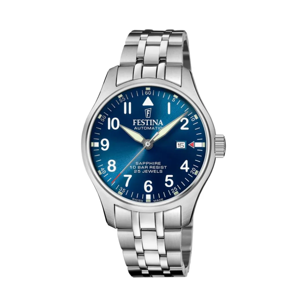 Festina Swiss Made Montre Acier|Montre Automatique<Montre Homme Automatico - F20151-C Bracelet Acier Argent