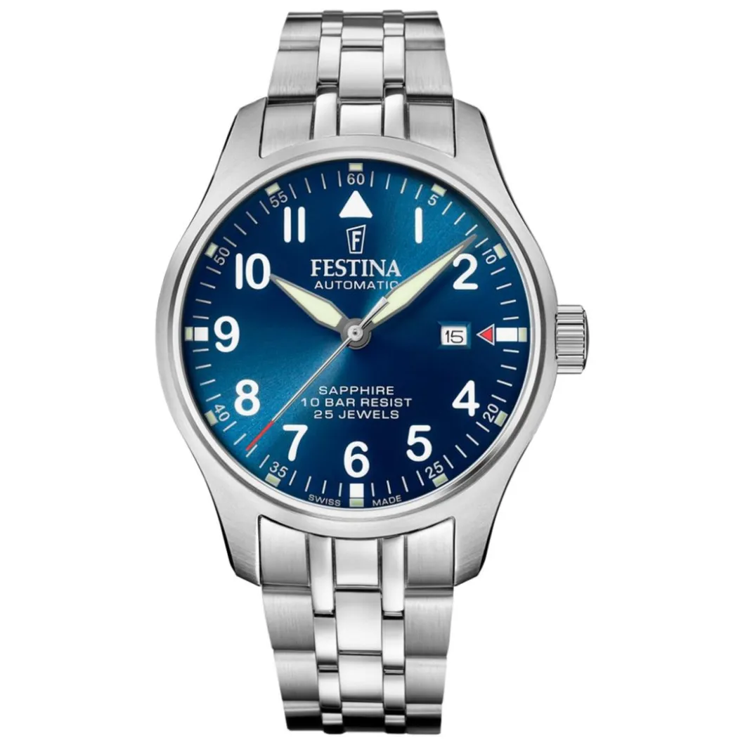 Festina Swiss Made Montre Acier|Montre Automatique<Montre Homme Automatico - F20151-C Bracelet Acier Argent