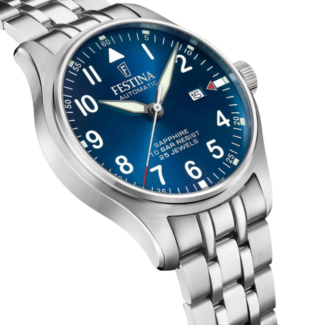 Festina Swiss Made Montre Acier|Montre Automatique<Montre Homme Automatico - F20151-C Bracelet Acier Argent