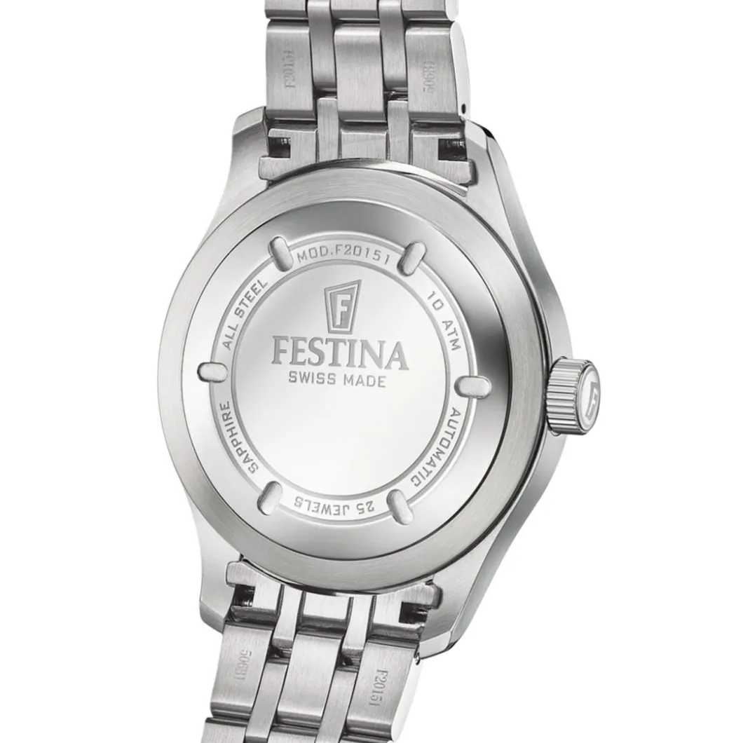 Festina Swiss Made Montre Acier|Montre Automatique<Montre Homme Automatico - F20151-C Bracelet Acier Argent