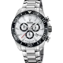 Festina Swiss Made Montre Acier<Montre Homme Chrono - F20042-1 Bracelet Acier Argent