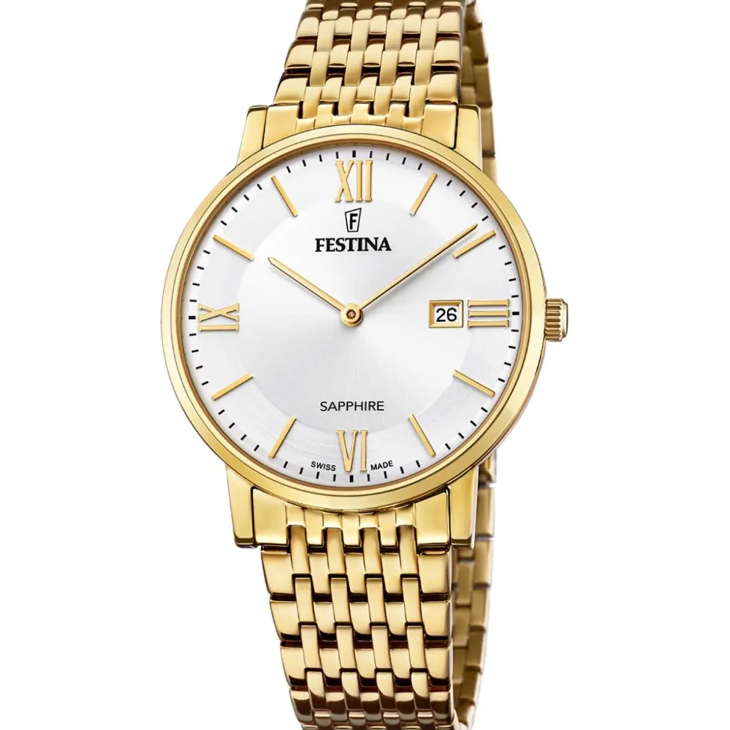 Festina Swiss Made Montre Acier<Montre Homme Classiques Acier - F20020-1 Bracelet Acier Doré