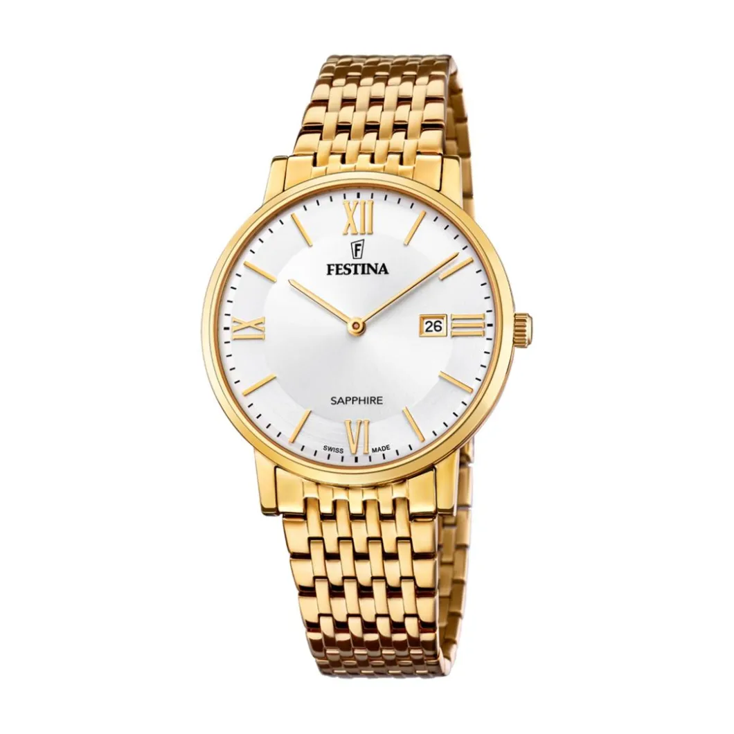 Festina Swiss Made Montre Acier<Montre Homme Classiques Acier - F20020-1 Bracelet Acier Doré