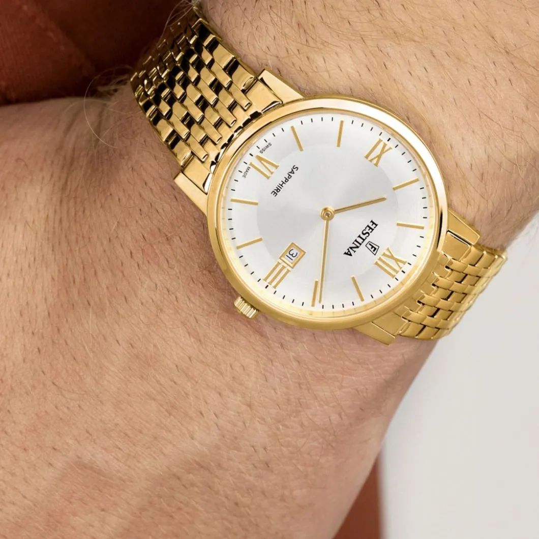 Festina Swiss Made Montre Acier<Montre Homme Classiques Acier - F20020-1 Bracelet Acier Doré