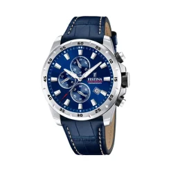 Festina Montre Cuir<Montre Homme Timeless Chronograph - F20692-2 Bracelet Cuir Bleu
