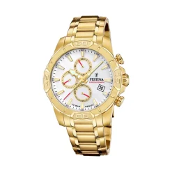 Festina Montre Acier<Montre Homme Timeless Chronograph - F20705-1 Bracelet Acier Doré