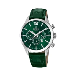 Festina Montre Cuir<Montre Homme Timeless Chronograph - F20542-7 Bracelet Cuir Vert