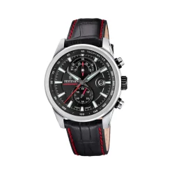 Festina Montre Cuir<Montre Homme Timeless Chronograph - F20695-6 Bracelet Cuir Noir