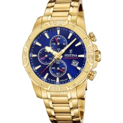 Festina Montre Acier<Montre Homme Timeless Chronograph - F20705-3 Bracelet Acier Doré