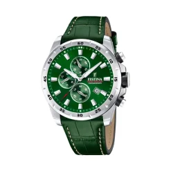 Festina Montre Cuir<Montre Homme Timeless Chronograph - F20692-3 Bracelet Cuir Vert