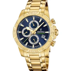 Festina Montre Acier<Montre Homme Timeless Chronograph - F20705-5 Bracelet Acier Doré