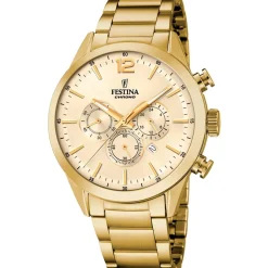Festina Montre Acier<Montre Homme Timeless Chronograph - F20633-4 Bracelet Acier Doré