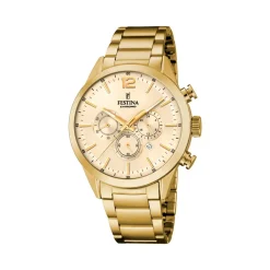 Festina Montre Acier<Montre Homme Timeless Chronograph - F20633-4 Bracelet Acier Doré
