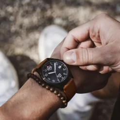 JDM Military Montre Cuir<Montre Homme Alpha I - JDM-WG001-02 Bracelet Cuir Marron