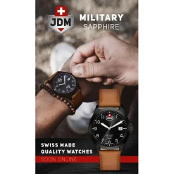 JDM Military Montre Cuir<Montre Homme Alpha I - JDM-WG001-02 Bracelet Cuir Marron