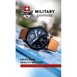 JDM Military Montre Cuir<Montre Homme Alpha I - JDM-WG001-04 Bracelet Cuir Marron