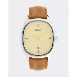 Kelton Montre Cuir<Montre Homme Grande Colorama - 9124912 Crème Marron