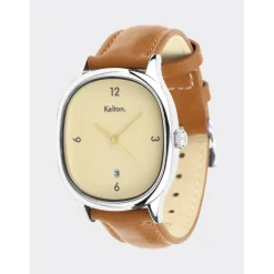 Kelton Montre Cuir<Montre Homme Grande Colorama - 9124912 Crème Marron
