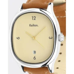 Kelton Montre Cuir<Montre Homme Grande Colorama - 9124912 Crème Marron