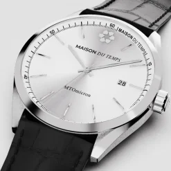 Maison Du Temps Montre Cuir<Montre Homme MTOmicron Silver Cuir Noir
