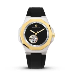 Maison Du Temps Montre Automatique<Montre Homme MTZeta Coeur Ouvert Noir Doré Jaune SIlicone Noir