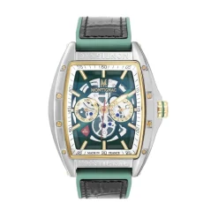 Montignac Montre Fabriquée En France|Montre Cuir<Montre Homme - MOW803 Bracelet Cuir Noir,Vert