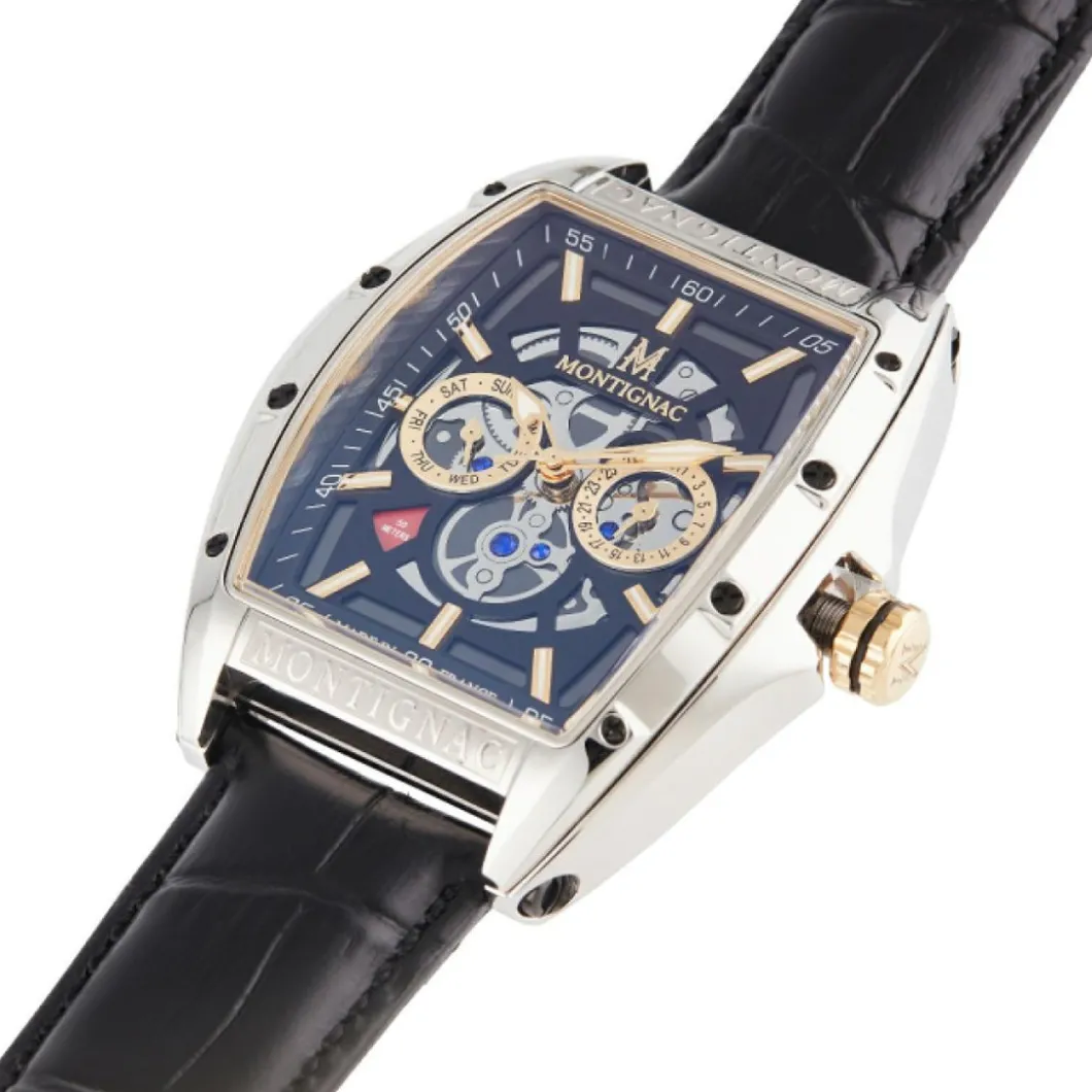 Montignac Montre Fabriquée En France|Montre Cuir<Montre Homme - MOW700 Bracelet Cuir Noir