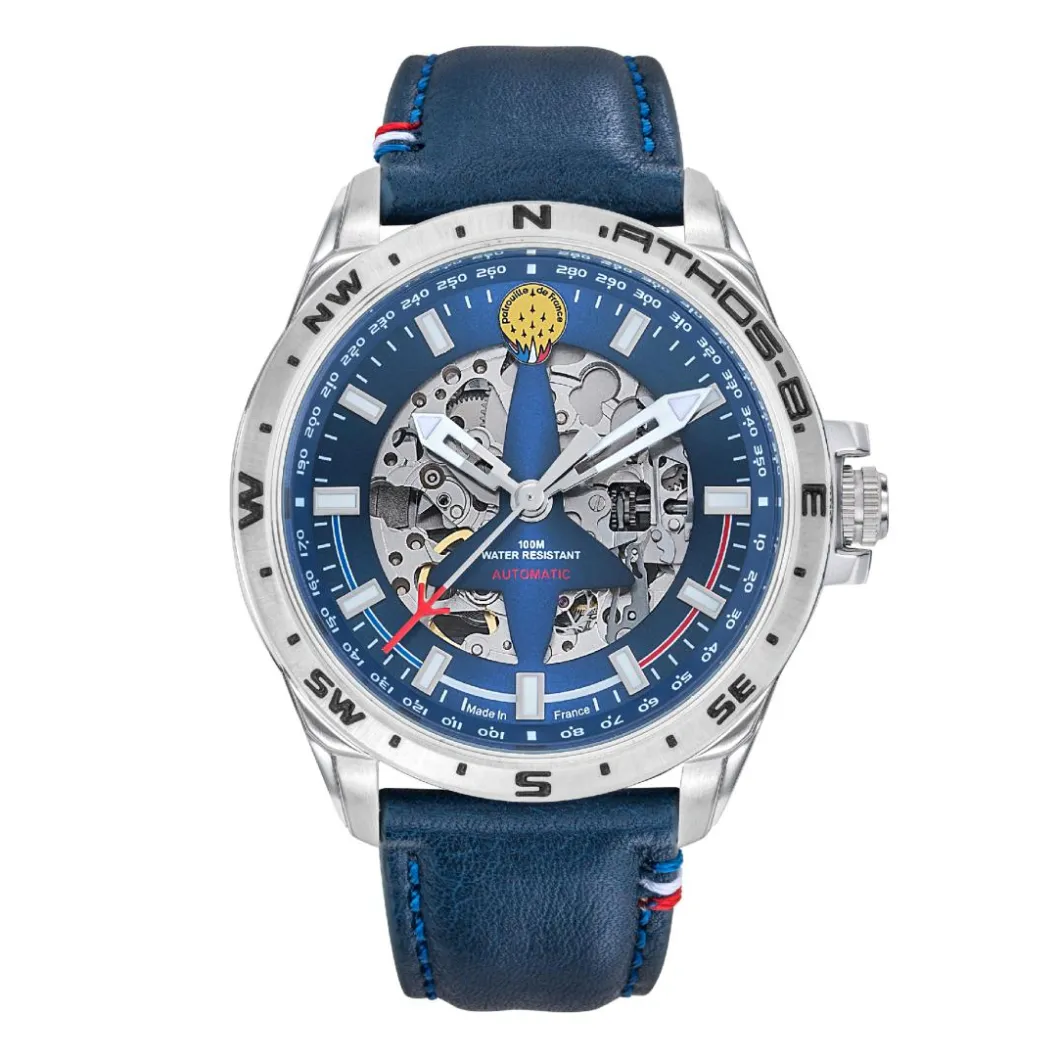 Patrouille de France Montres Montre Cuir|Montre Automatique<Montre Homme Athos 8 - 668131 Bracelet Cuir Bleu