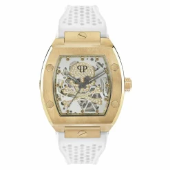 Philipp Plein Montre Automatique<Montre Homme The $Keleton - PWBAA0421 Bracelet Silicone Blanc