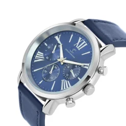 So Charm Montres Montre Cuir<Montre homme quartz acier et cuir bleu MH289 par Pascal Szerman