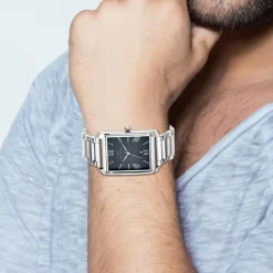 So Charm Montres Montre Acier<Montre homme quartz acier fond noir