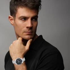 So Charm Montres Montre Acier<Montre homme quartz acier et fond noir par Pascal Szerman